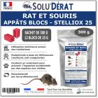 Appât anticoagulant en bloc pour rats et souris, Stelliox - Sachet de 300g