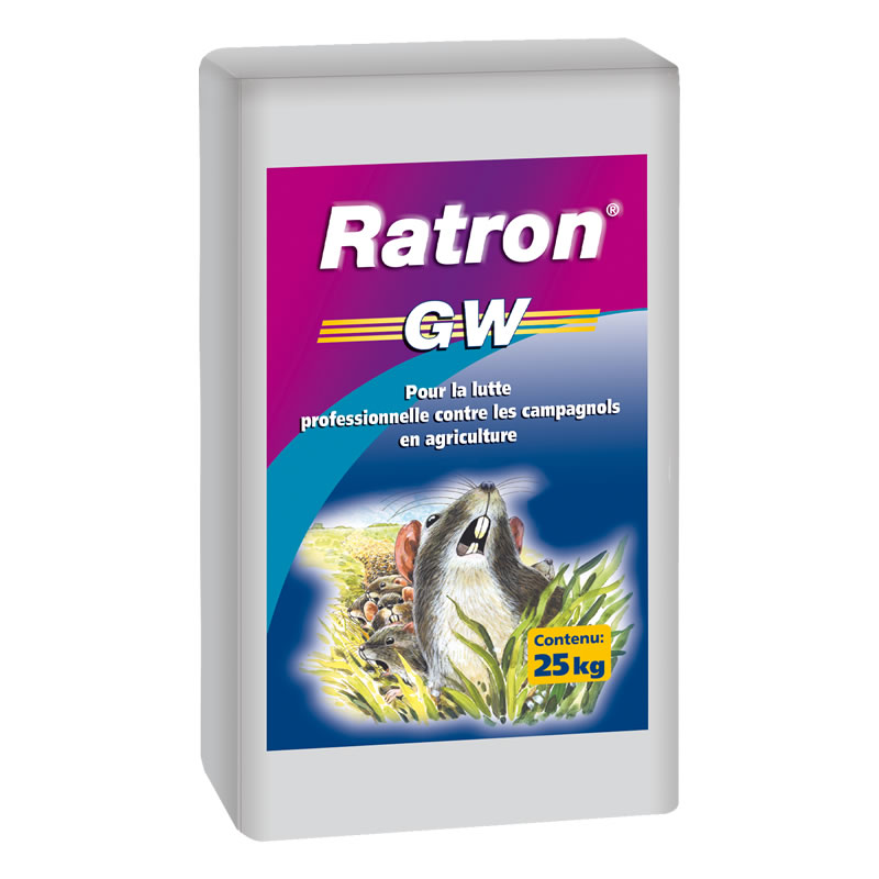 Appât sur base de céréales contre les campagnols, Ratron GW - Sac de 25kg 